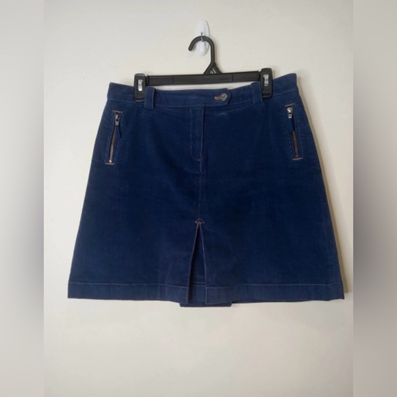 Brooks Brothers Navy Corduroy Skirt With Zipper Pockets Size 8 - Picture 1 of 10